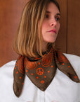 Bandana Soie 70 - P&L - Olive Paprika