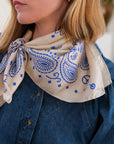 Bandana Soie 70 - P&L - White Blue