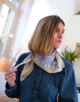 Bandana Soie 70 - P&L - White Blue