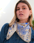 Bandana Soie 70 - P&L - White Blue