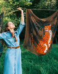 Carré Laine 100 - Cheetah & Palms - Brown