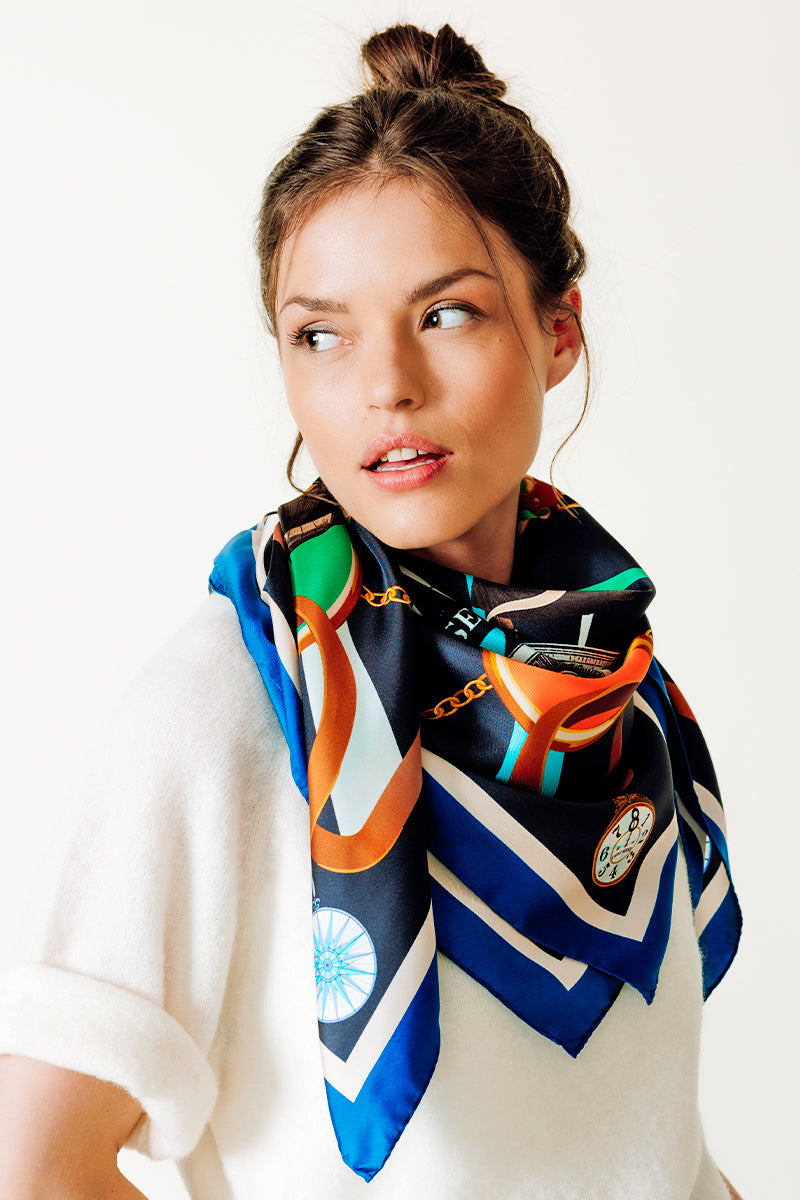 Silk Square 100 The Compass Navy