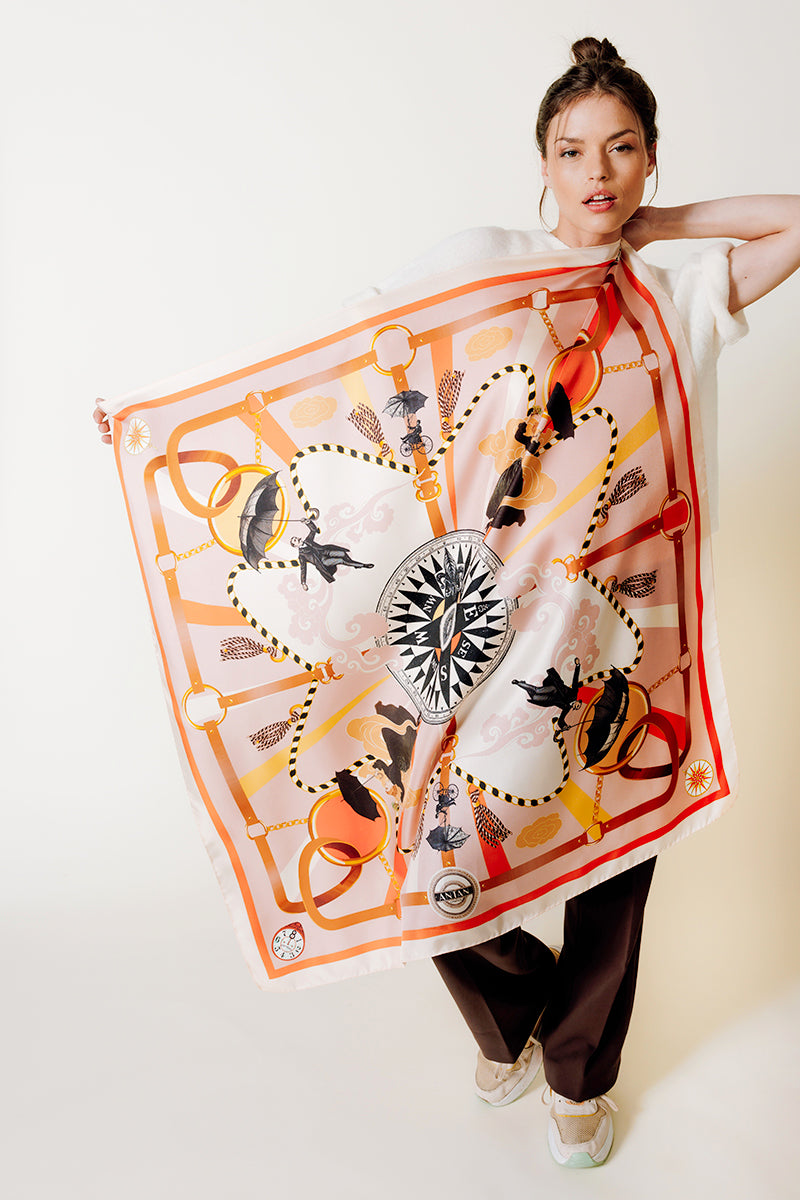 Silk Square 100 - The Compass - Pink