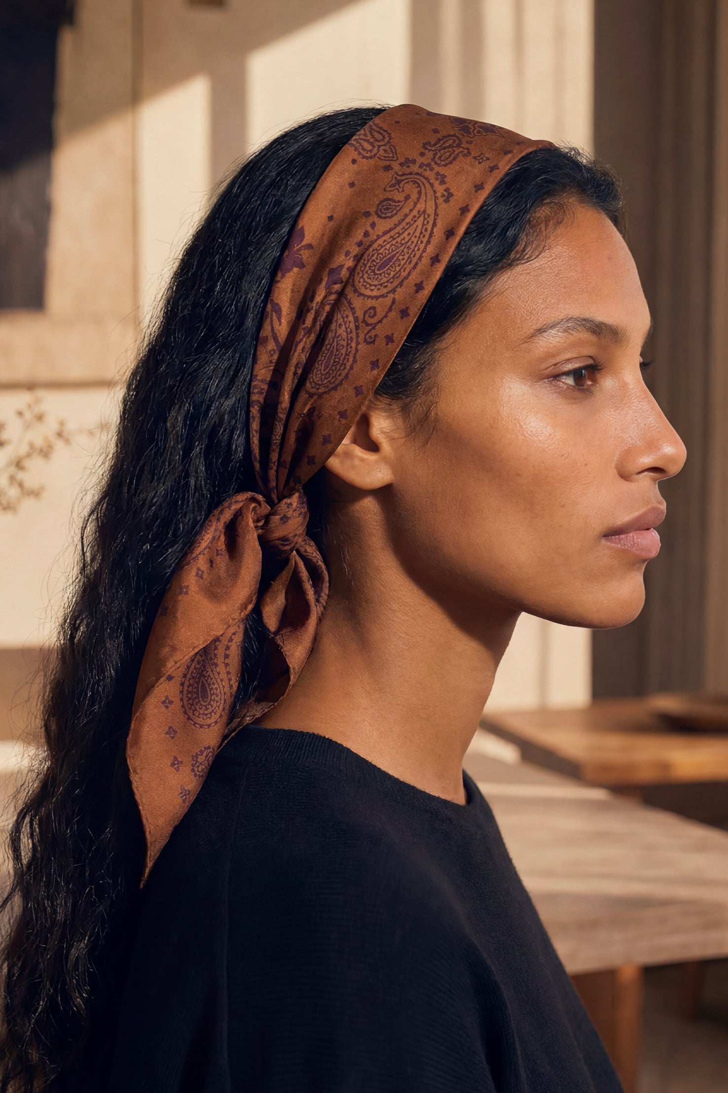 Bandana Soie 70 - Cuir