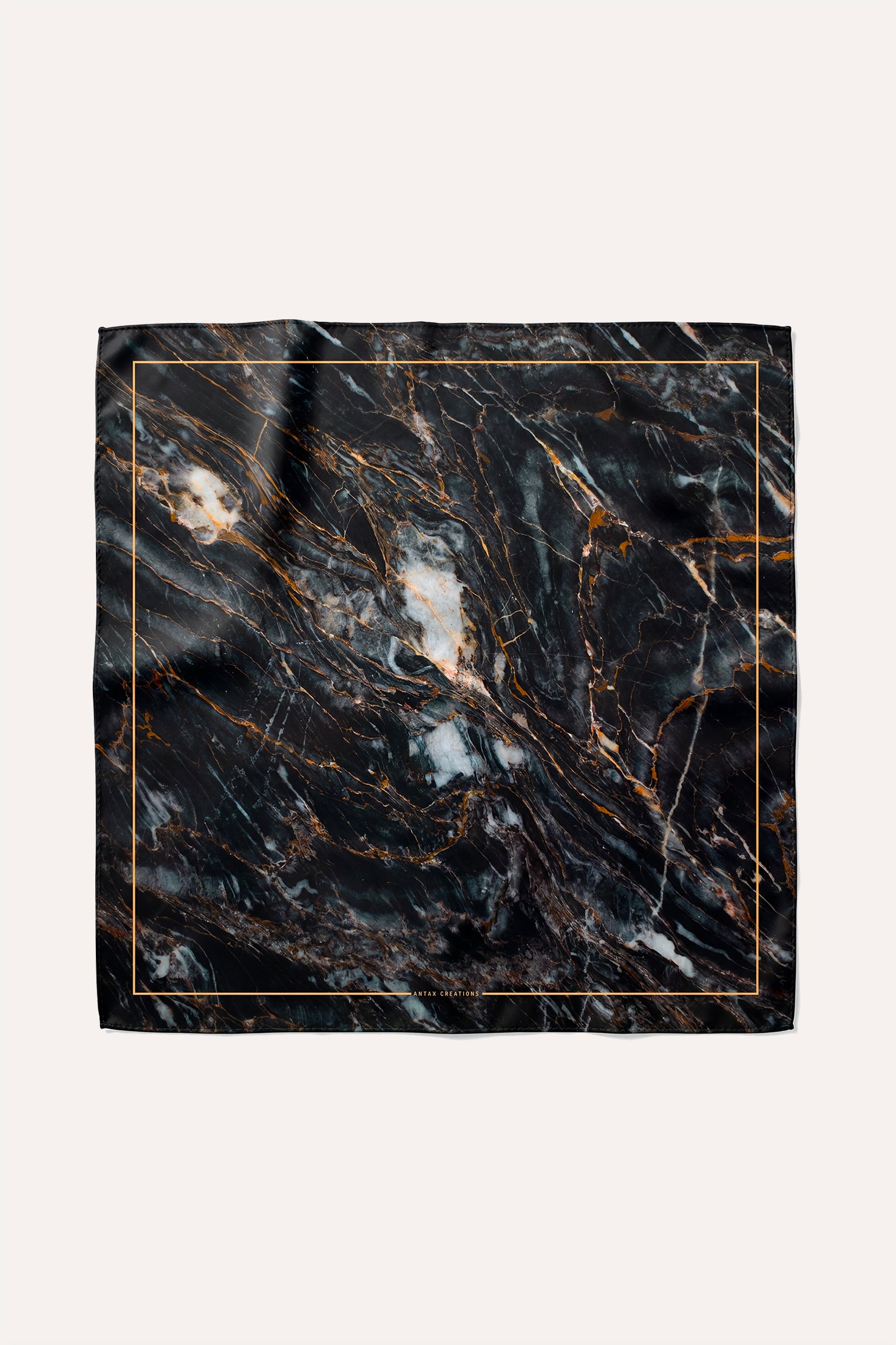 Foulard Soie 70 - Marbre Noir et Or