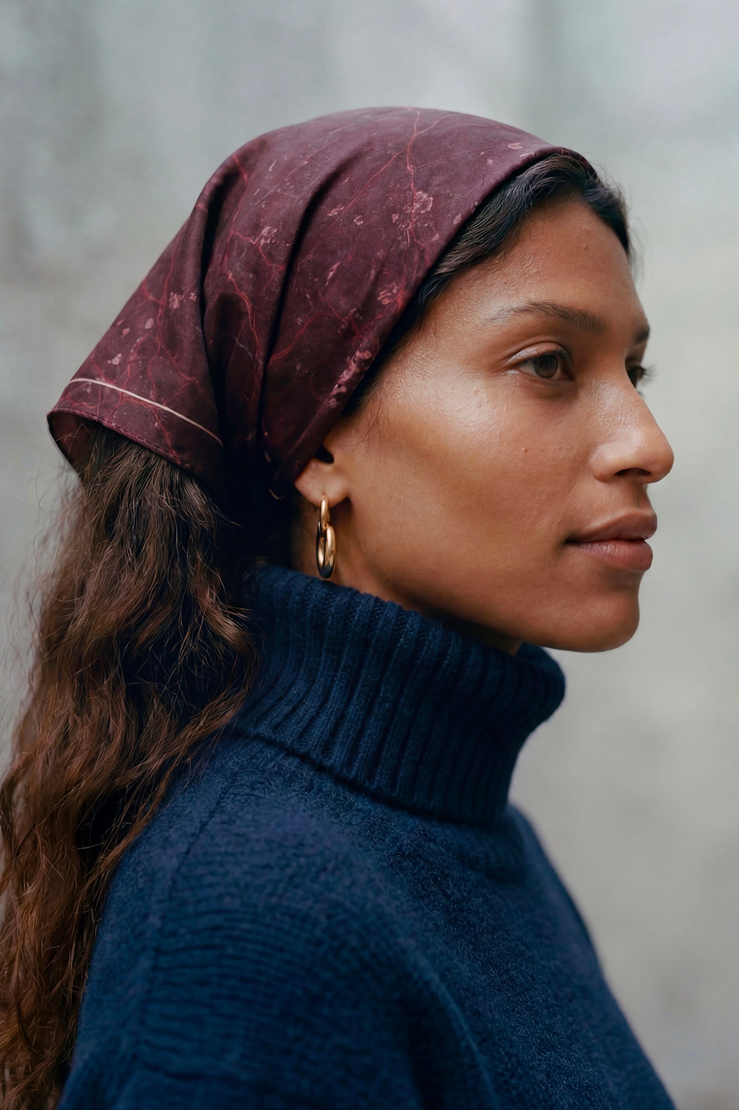 Foulard Soie 70 - Granit Bordeaux