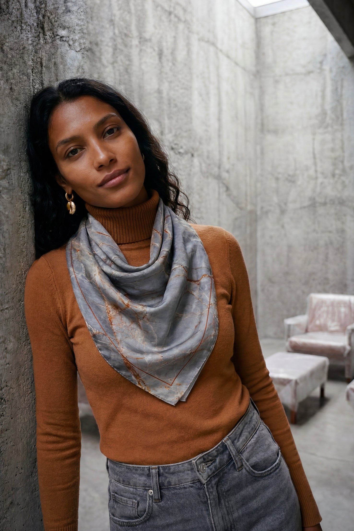 Foulard Soie 70 - Marbre Tempête