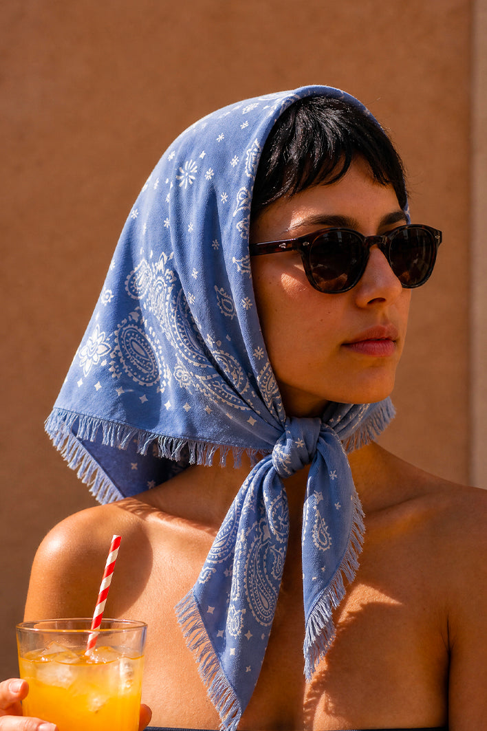 Bandana Coton 100 - Blue Garden