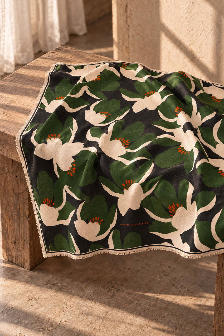 Foulard Laine Bouquet - Green Star