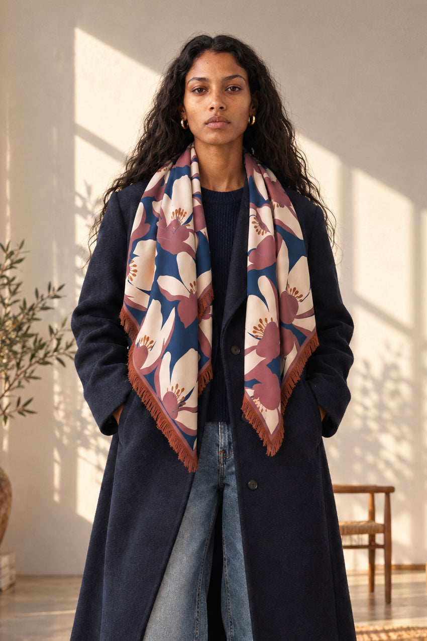 Foulard Laine Bouquet - Pearl