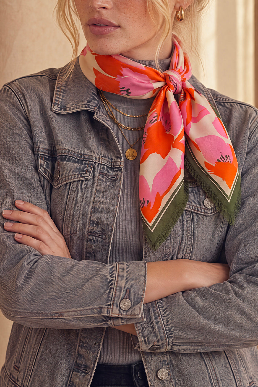 Foulard Laine Bouquet - Scarlet