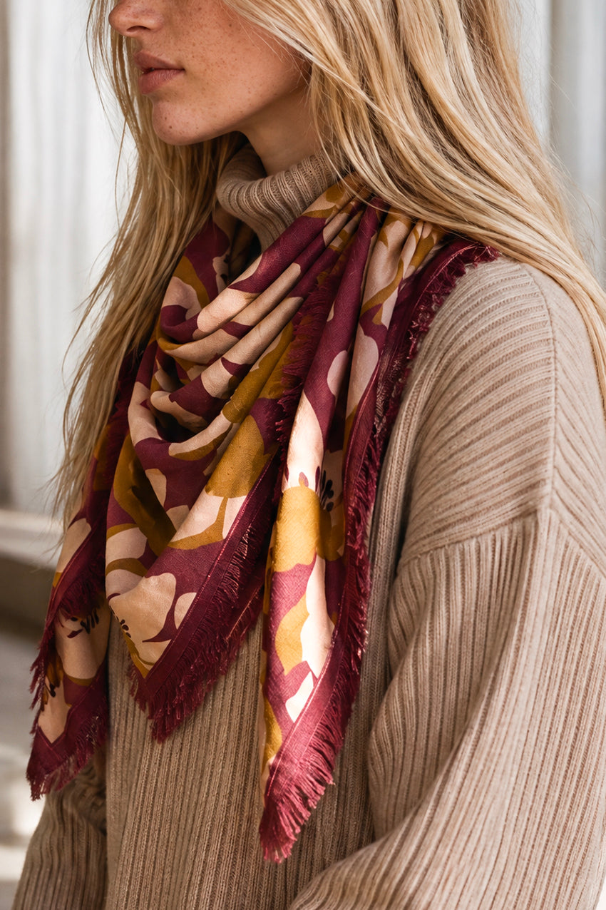 Foulard Laine Bouquet - Wine