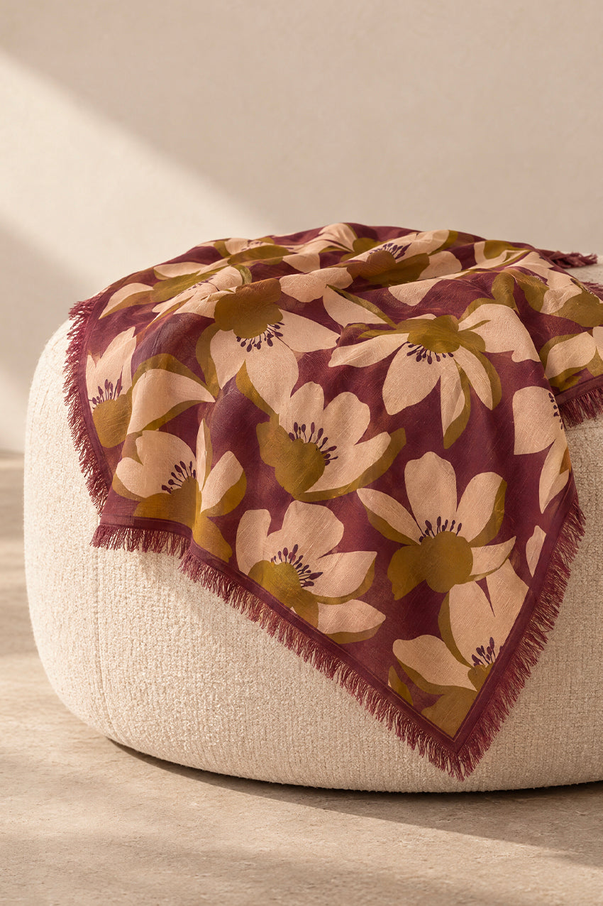 Foulard Laine Bouquet - Wine