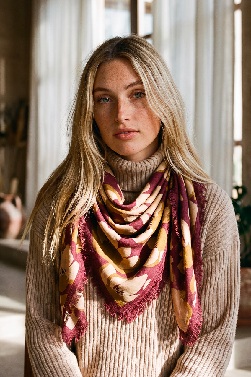 Foulard Laine Bouquet - Wine